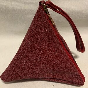 Kemestry Beaded Evening Bag Red Triangle Clutch Purse USA Elegant Holiday Party